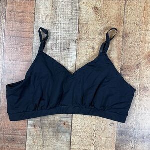 Womens Large Buttery Soft Black Bralette Adjustable Bra Solid